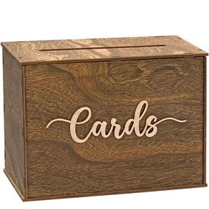 Rustic Wooden Brown and Tan Card Box